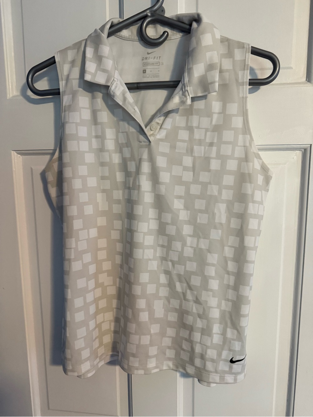 Nike Women’s Sleeveless Dri-FIT Polo Top in Light Gray and White